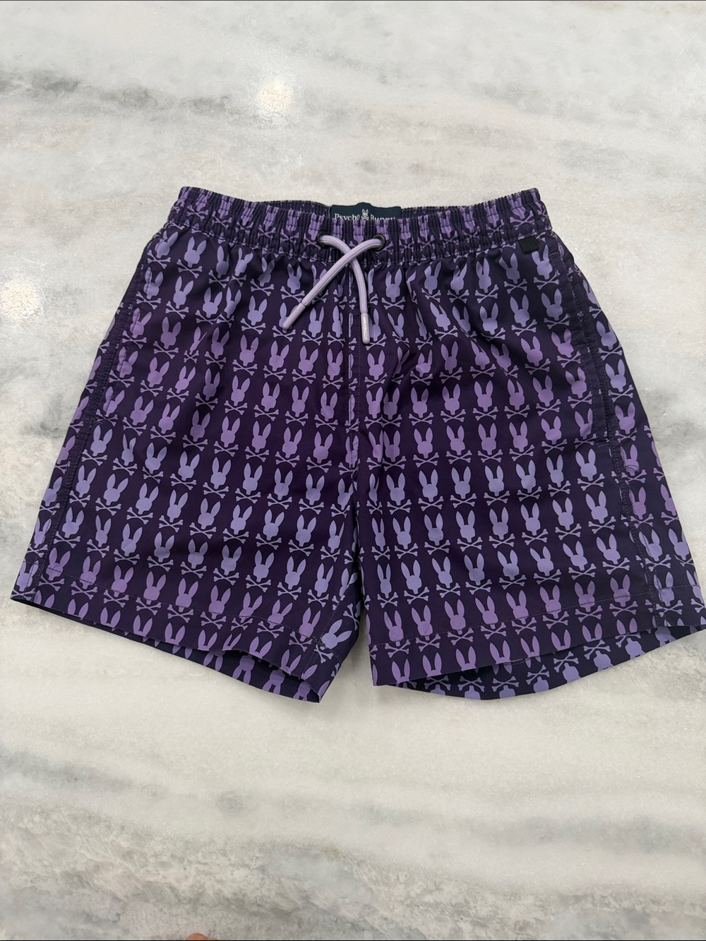 Psycho Bunny Purple Graphic Swim Trunks